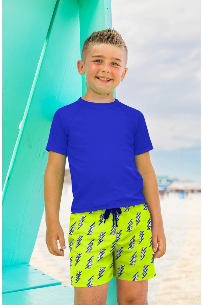 Boys Lightning Bolt Print Board Shorts, Alternate, color, Lime