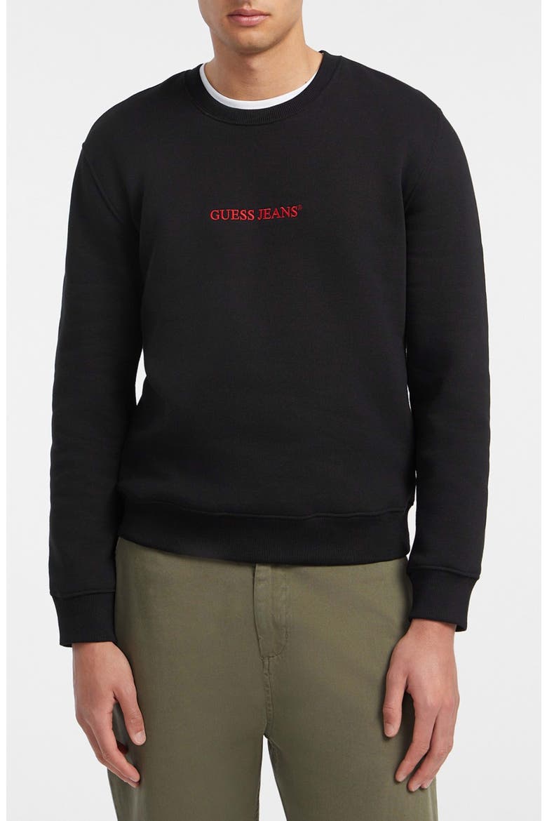 Logo Embroidered Crewneck Sweatshirt, Main, color, JBLACK-BLACK