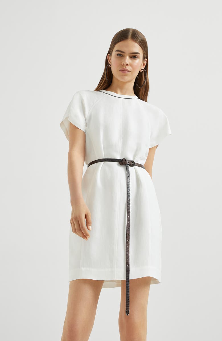 Brunello Cucinelli Twill mini dress with monili, Alternate, color, 