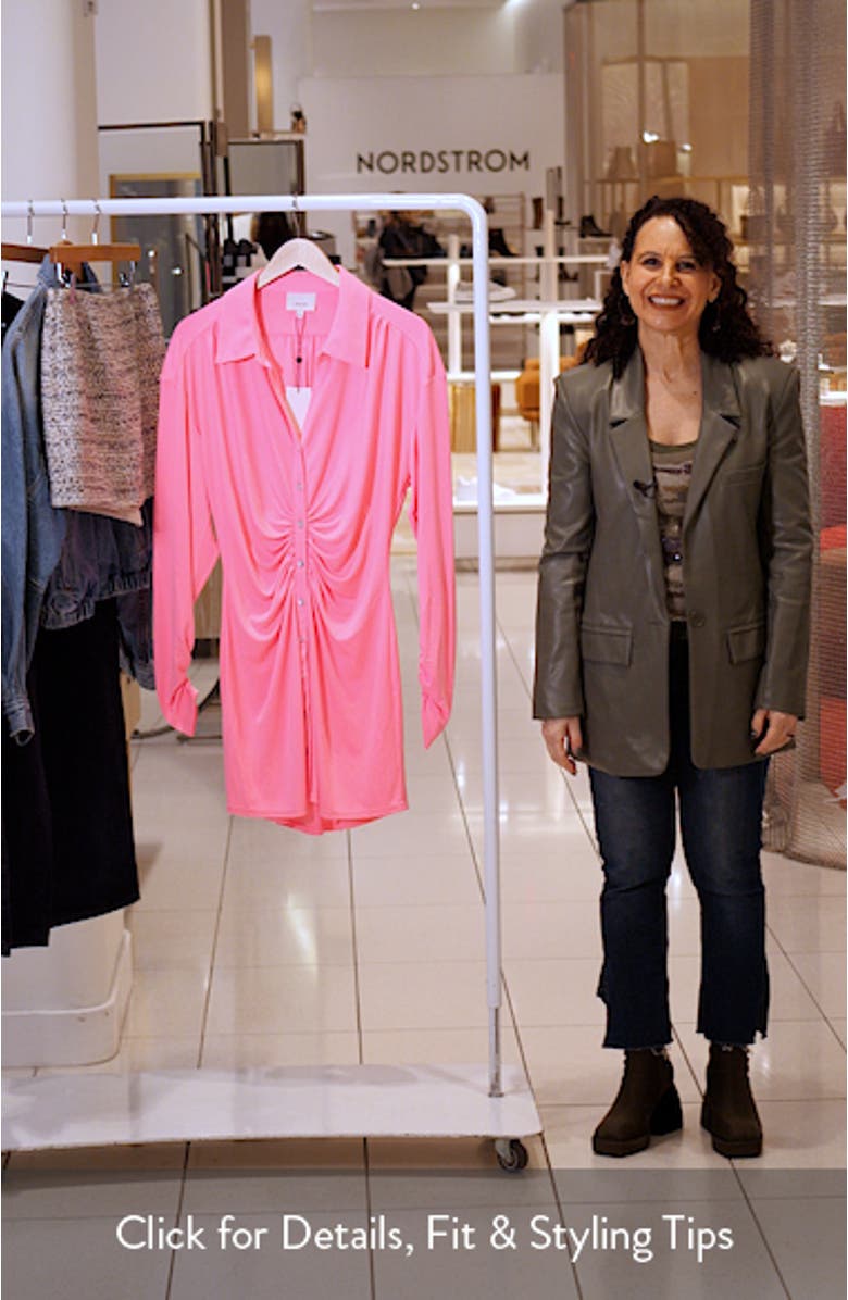 Arden Ruched Long Sleeve Shirtdress, sales video thumbnail