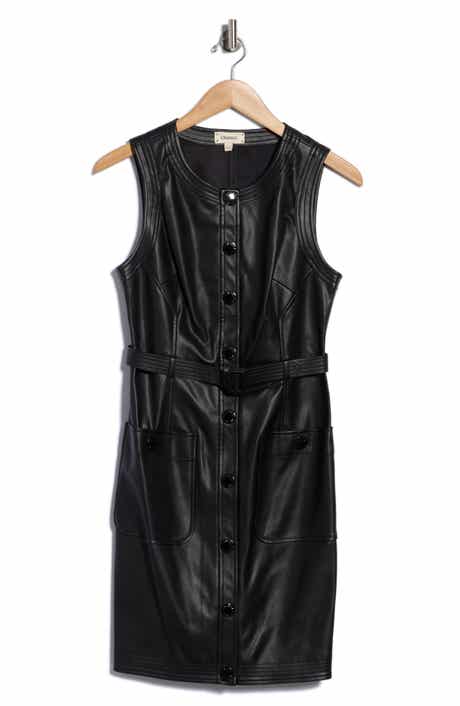 Ronin Belted Sleeveless Faux Leather Minidress