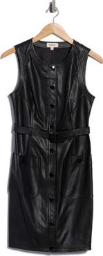L'AGENCE Ronin Belted Sleeveless Faux Leather Minidress
