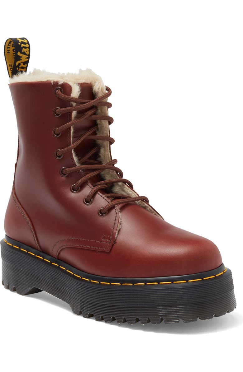 Dr. Martens Jadon Abruzzo Faux Fur Lined Lug Sole Combat Boot, Main, color,