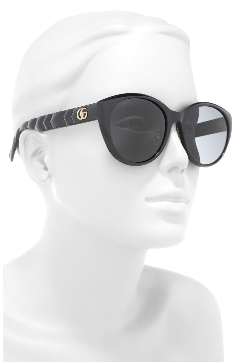 56mm Cat Eye Sunglasses, Alternate, color, BLACK BLACK GREY