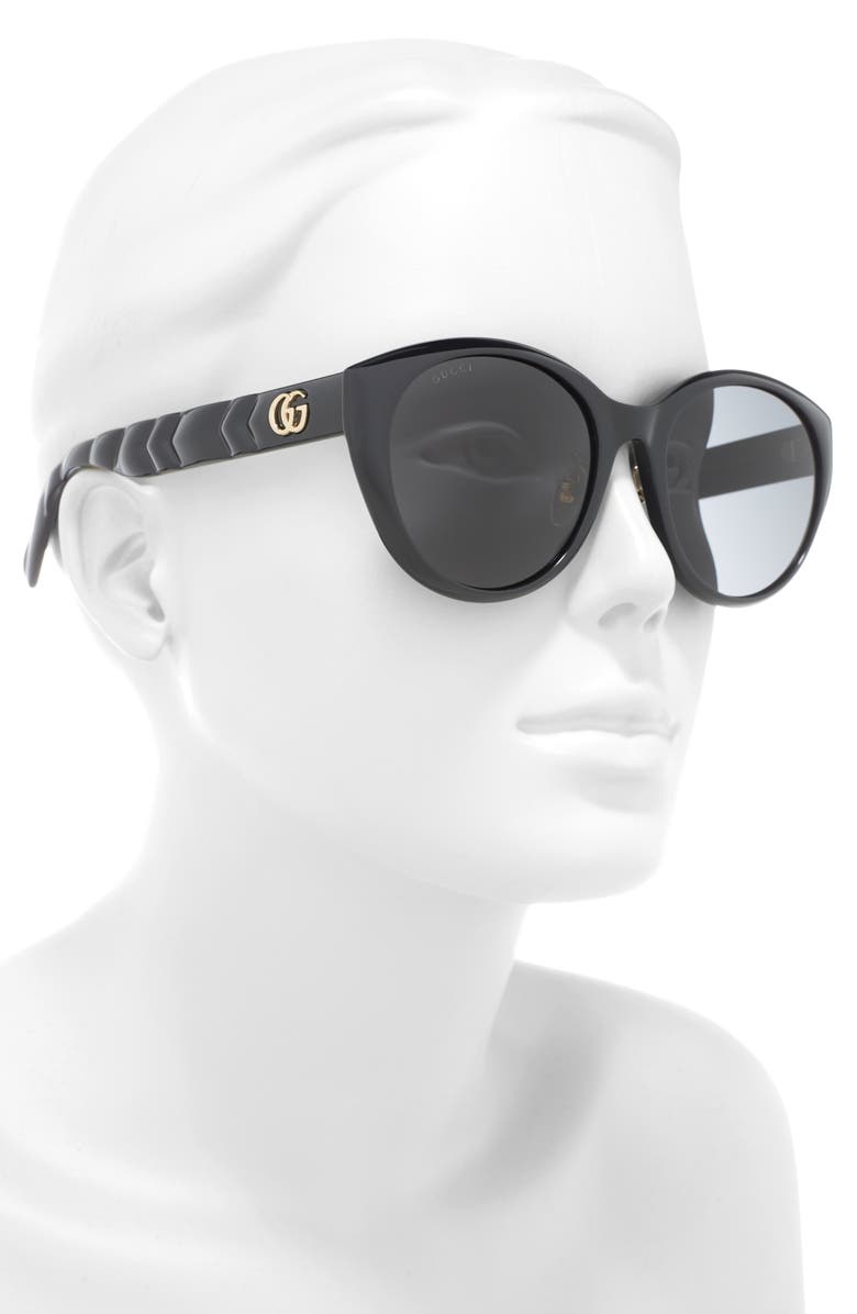 Gucci 56mm Cat Eye Sunglasses, Alternate, color, Black Black Grey