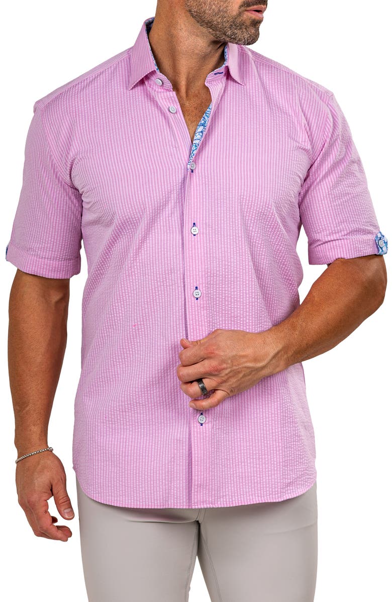 Maceoo Galileo Marthy Short Sleeve Cotton Button-Up Shirt, Alternate, color, 