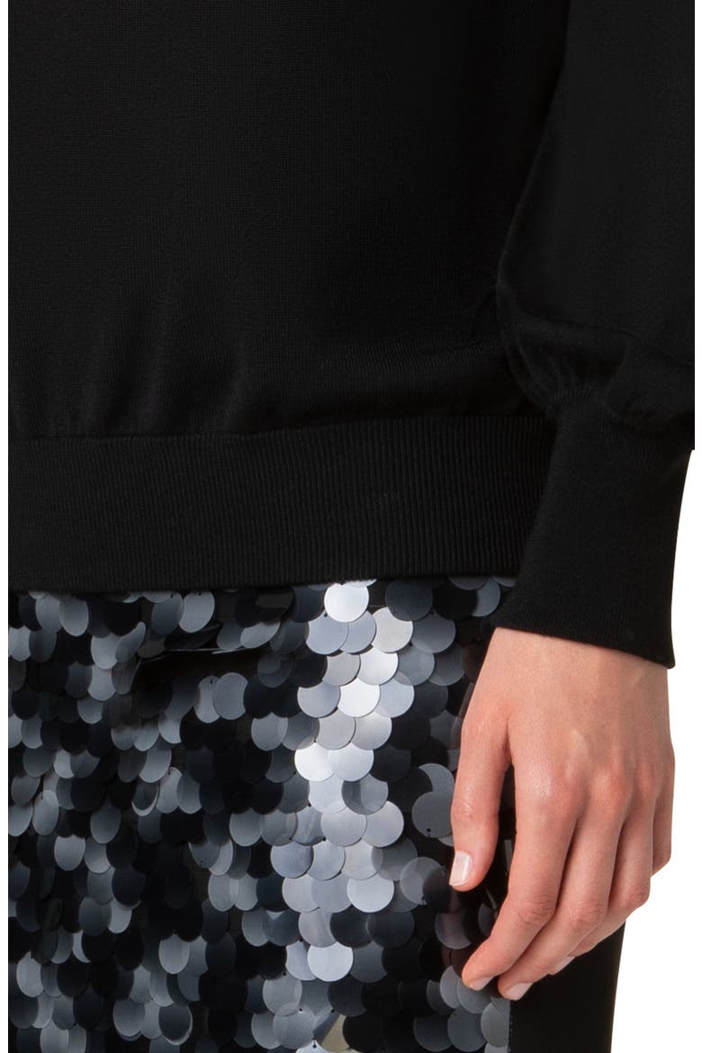 Oversize Boat Neck Virgin Wool Sweater, Alternate, color, BLACK