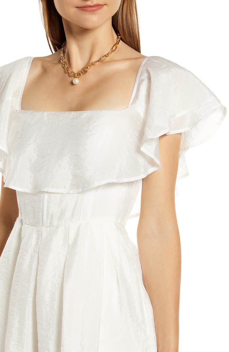 Something Navy Convertible Ruffle Neck Fit & Flare Dress, Alternate, color, 