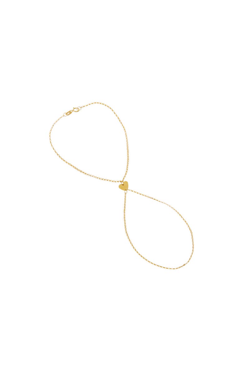 BY ADINA EDEN Solid Heart Hand Chain Bracelet 14K, Main, color, 14K Gold