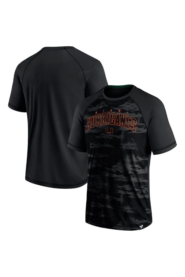 Men's Fanatics Branded Black Miami Hurricanes Arch Outline Raglan T-Shirt, Main, color, Black