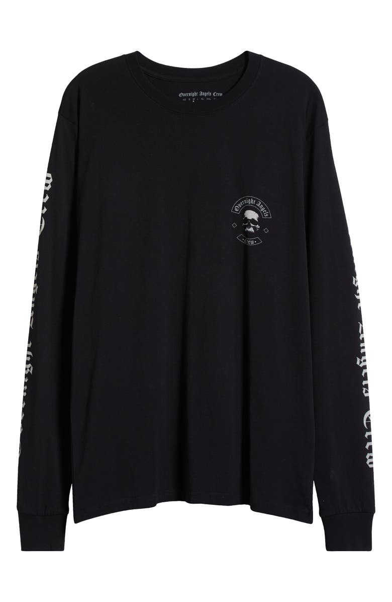 OVERNIGHT ANGELS CREW Skull Cap Oversize Cotton T-Shirt, Alternate, color, Black