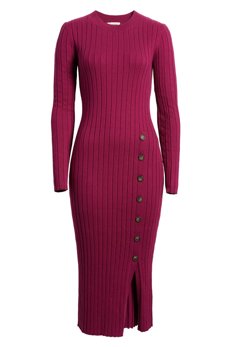 Women's Button Sweater Midi Dress, Alternate, color, PURPLE MAGENTA