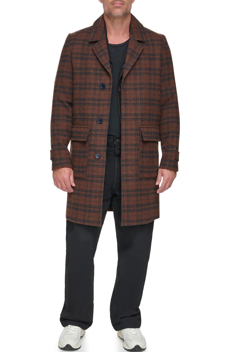 Andrew Marc Bexar Plaid Wool Blend Overcoat, Alternate, color, 