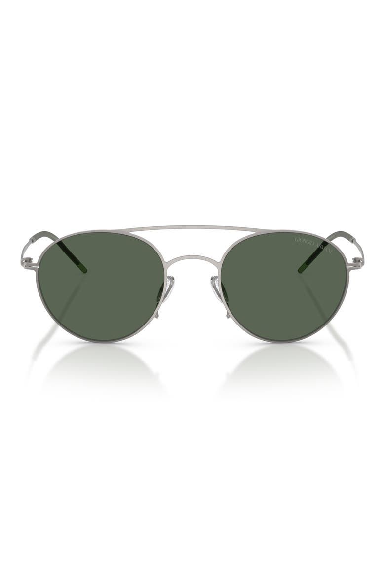 48mm Round Sunglasses, Main, color, MATTE GUNMETAL / DARK GREEN