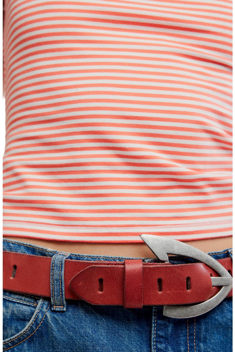 Noa Leather Belt, Alternate, color, CRIMSON