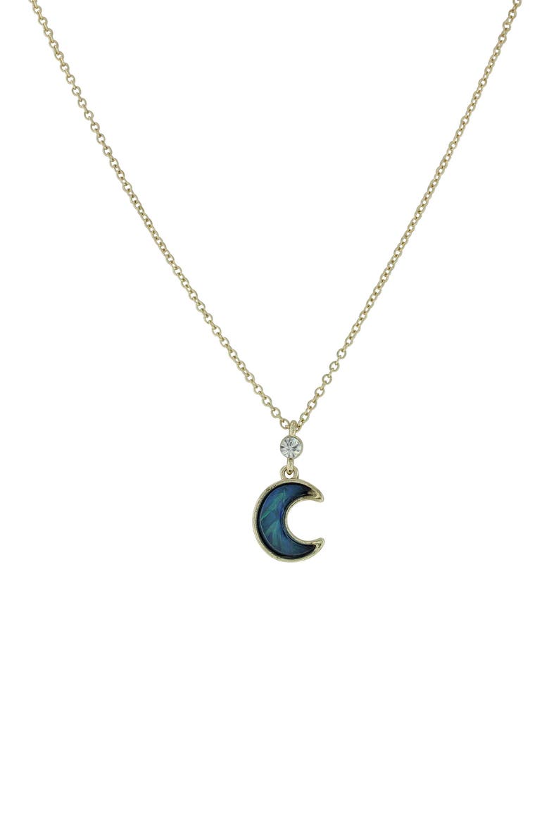 14K Yellow Gold Plated Crescent Moon Pendant Necklace, Main, color, BLUE