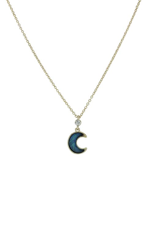 14K Yellow Gold Plated Crescent Moon Pendant Necklace