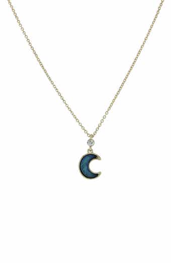 Olivia Welles 14K Yellow Gold Plated Crescent Moon Pendant Necklace