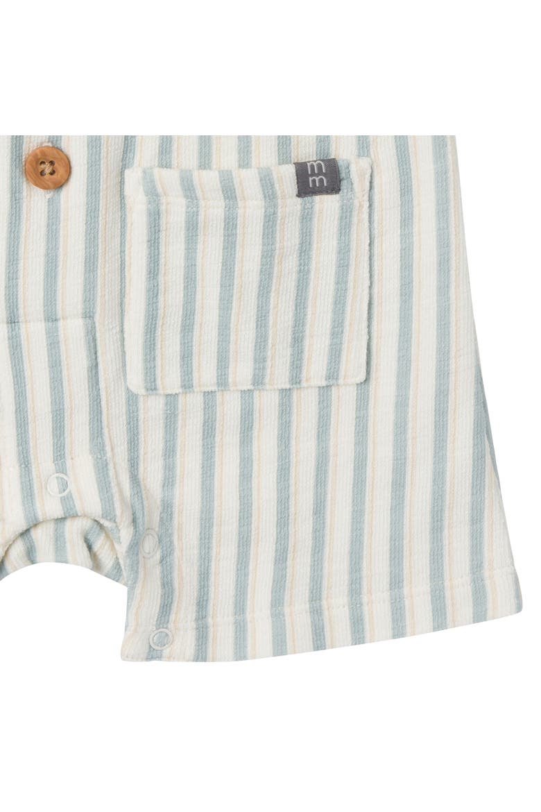 Collared Short Sleeve Romper (baby), Alternate, color, Ivory Teal Stripe
