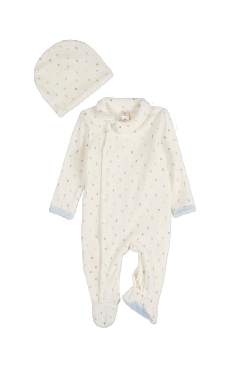 MiniMoi 2 Piece Baby Velour Footie Set, Main, color, Marshmallow