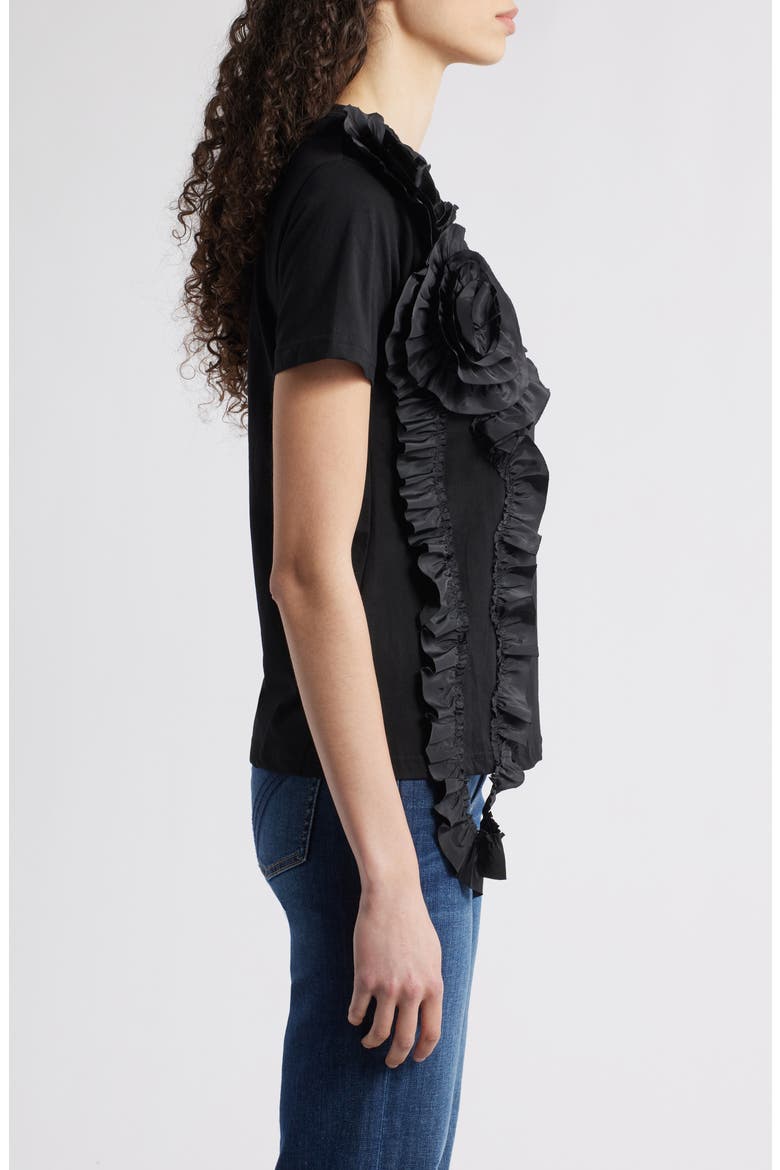 Peony Floral Appliqué Top, Alternate, color, BLACK