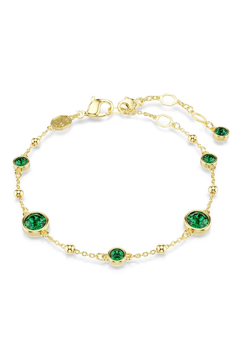Imber Crystal Station Bracelet, Main, color, GOLD/ GREEN