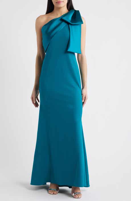 Bow One-Shoulder Crepe Mermaid Gown