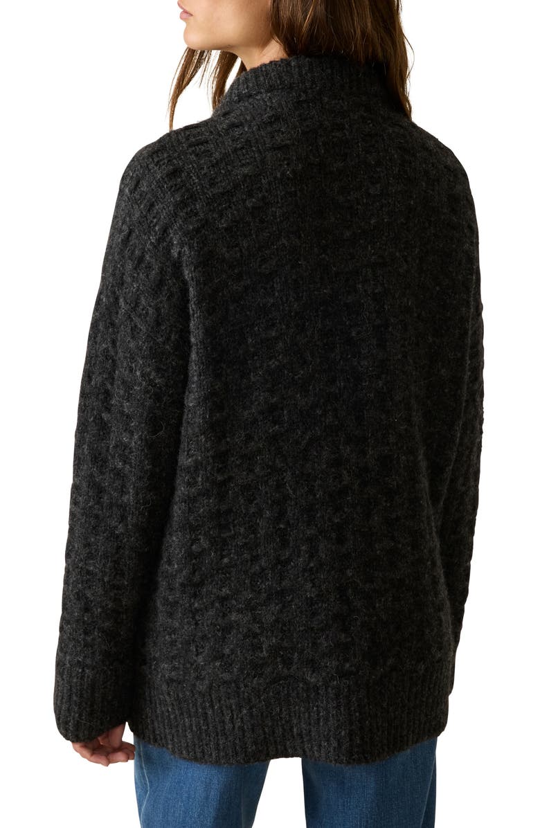 Faherty Basket Weave Baby Alpaca & Wool Blend Cardigan, Alternate, color, Charcoal