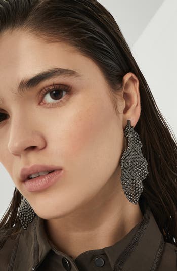 ピアス BRUNELLO CUCINELLI 'Sculptured' earrings Sculptured Earrings for Woman in Lignite Grey | Brunello