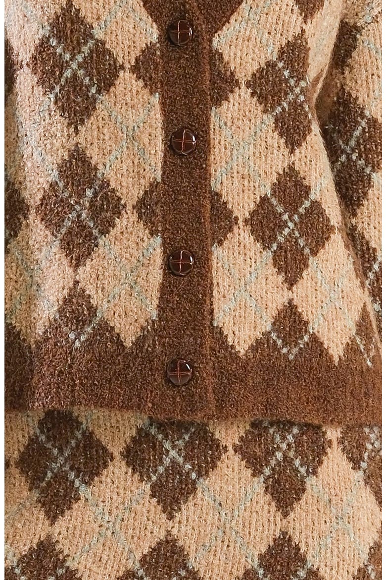 Argyle Knit Miniskirt, Alternate, color, BROWN