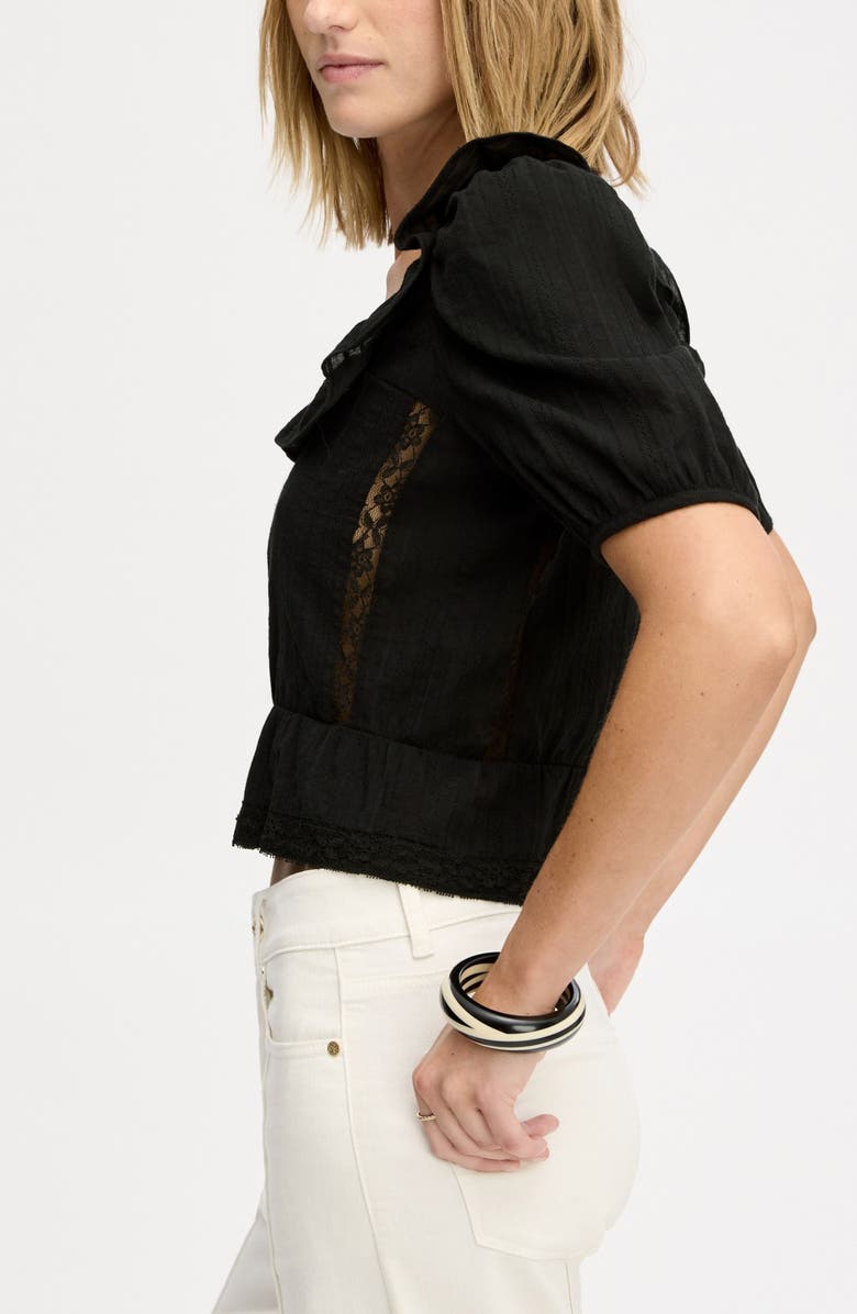 Sam Edelman Peasant Peplum Cotton Button-Up Top, Alternate, color, True Black