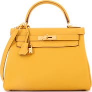 Pre-Owned Hermes Kelly Handbag Yellow Togo with Gold Hardware 28