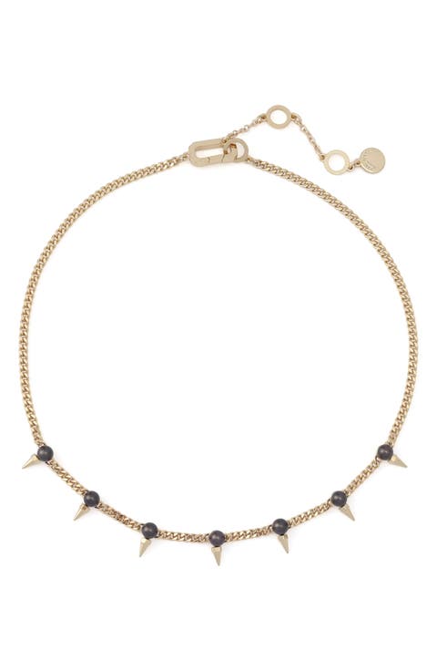 Spike Faux Pearl Frontal Necklace