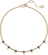 AllSaints Spike Faux Pearl Frontal Necklace