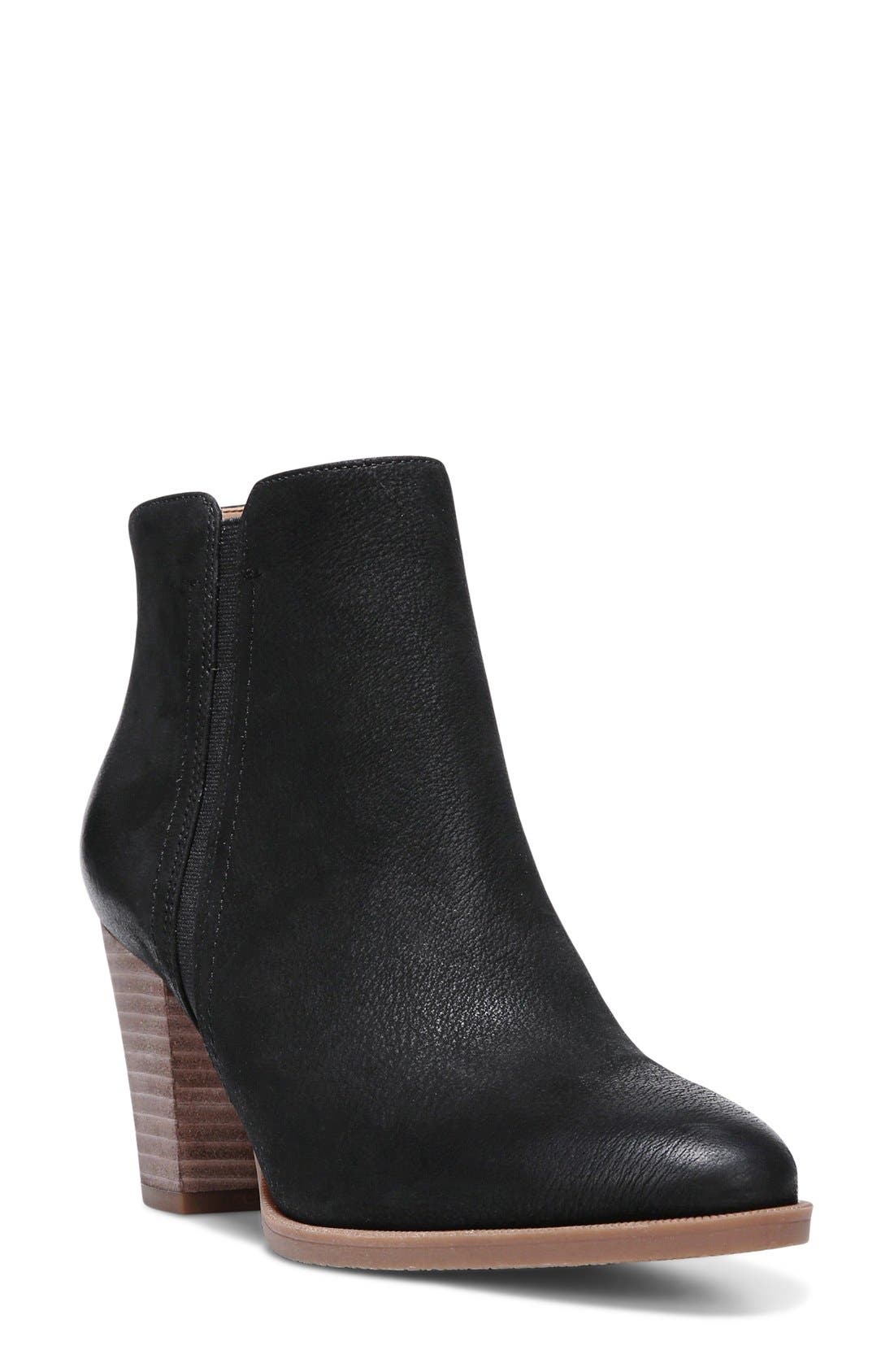 'Dipali' Block Heel Bootie, Main, color, BLACK LEATHER