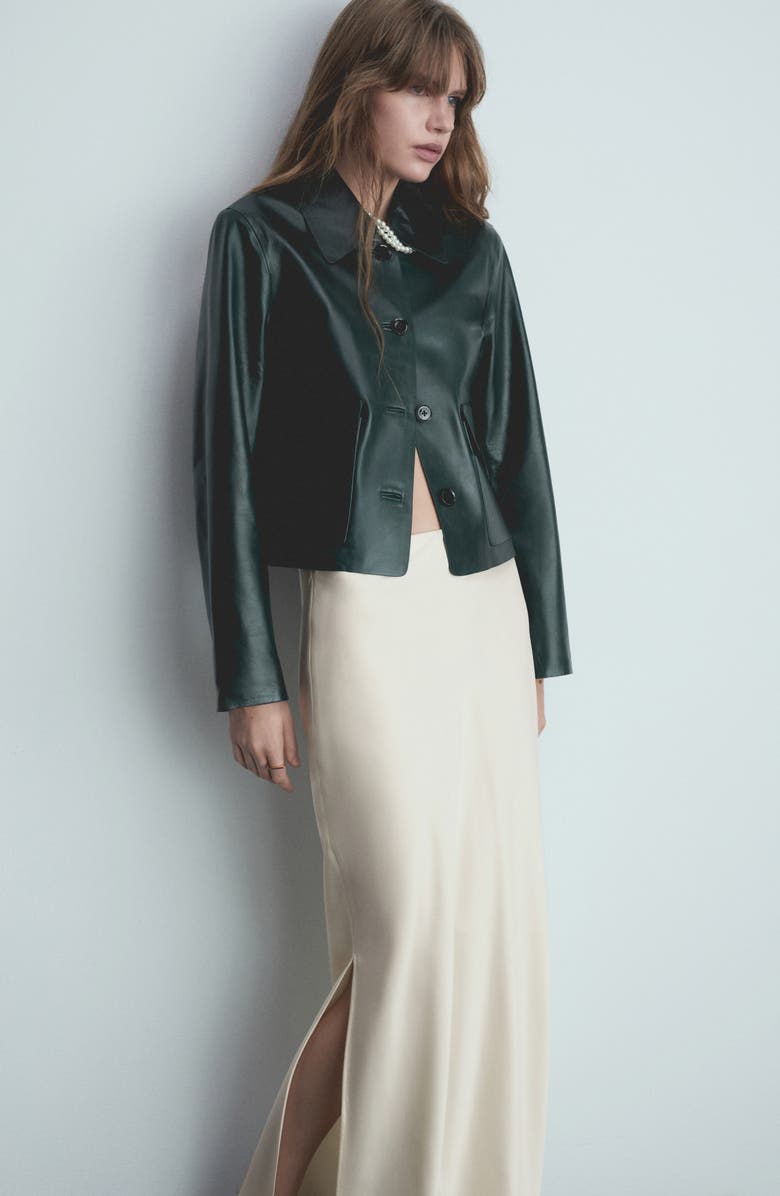 MANGO Stretch Satin Maxi Skirt, Alternate, color, Sand