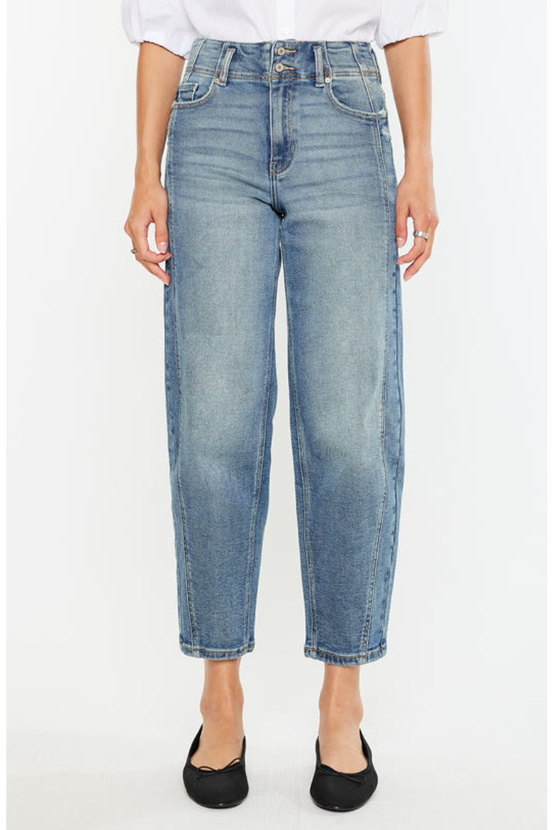 Jane Ultra High Rise Slim Barrel Jeans, Main, color, Medium Wash
