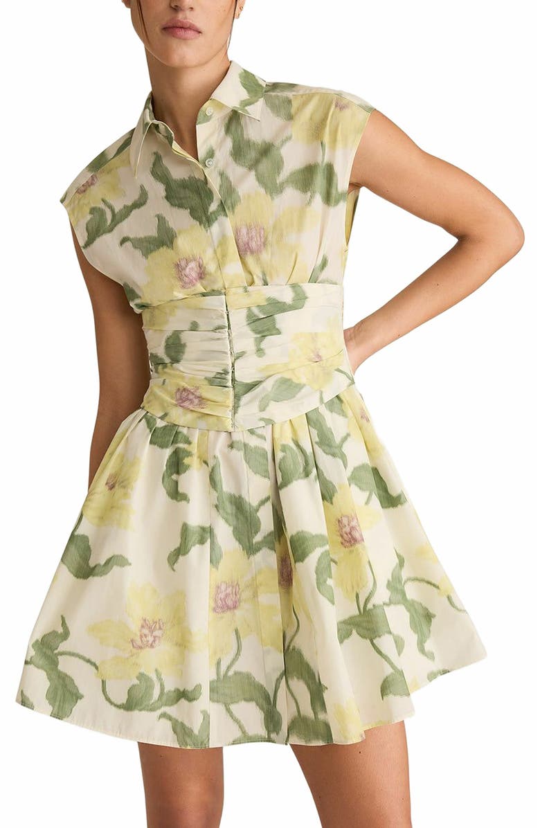 Rebecca Taylor Nouveau Fleur Corseted Mini Dress, Alternate, color, Snow Combo