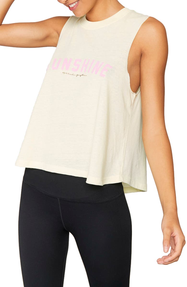 Spiritual Gangster Sunshine Graphic Crop Tank Top, Main, color, 
