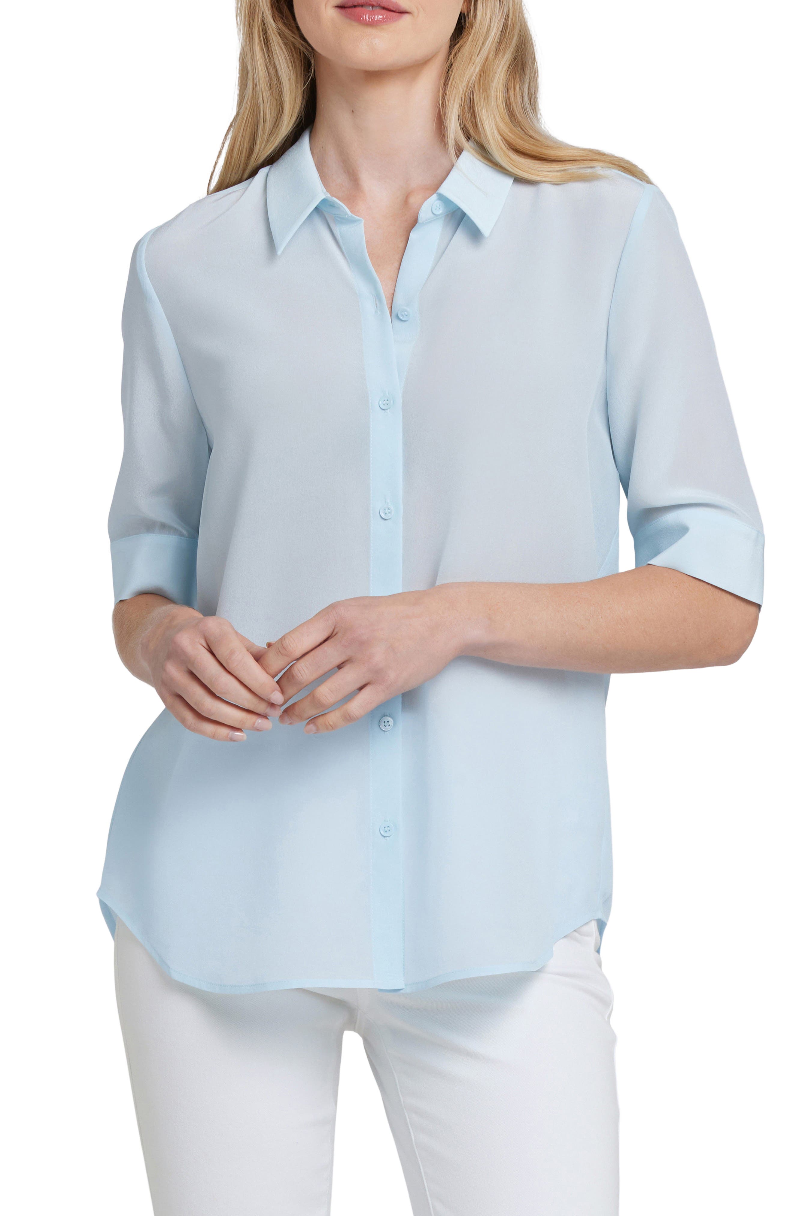 NYDJ Riley Elbow Sleeve Silk Top