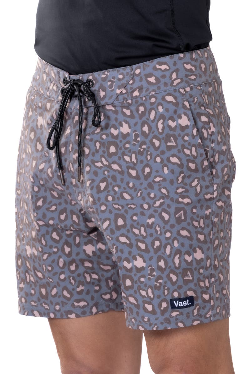 VAST Leopard Print II Stretch Board Shorts, Alternate, color, Navy Leopard