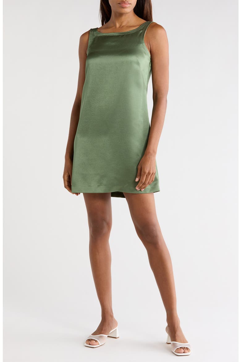 Heavy Satin Shift Dress, Main, color, FOLIAGE