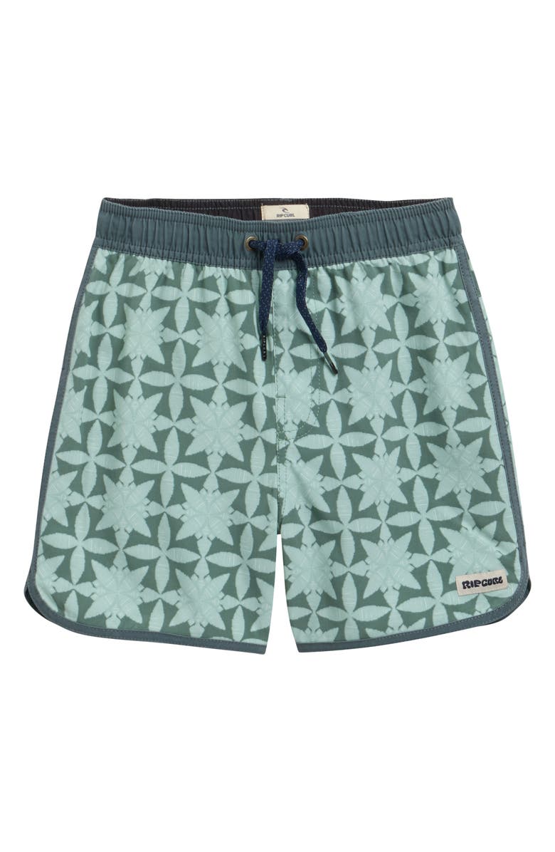 Rip Curl Kids' Pacific Rinse Gem Volley Swim Trunks, Main, color, Moss