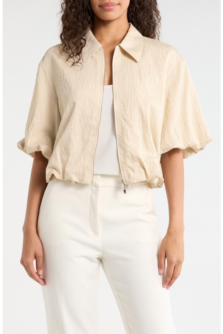 Stripe Crop Bubble Jacket, Main, color, BIRCH