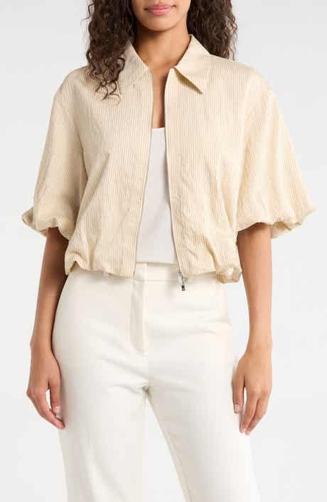 Stripe Crop Bubble Jacket