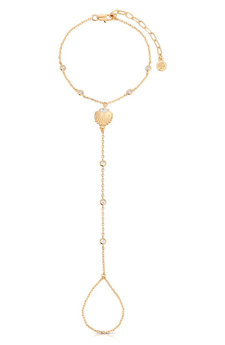 Ettika Santorini Shell Hand Chain, Main, color, Gold