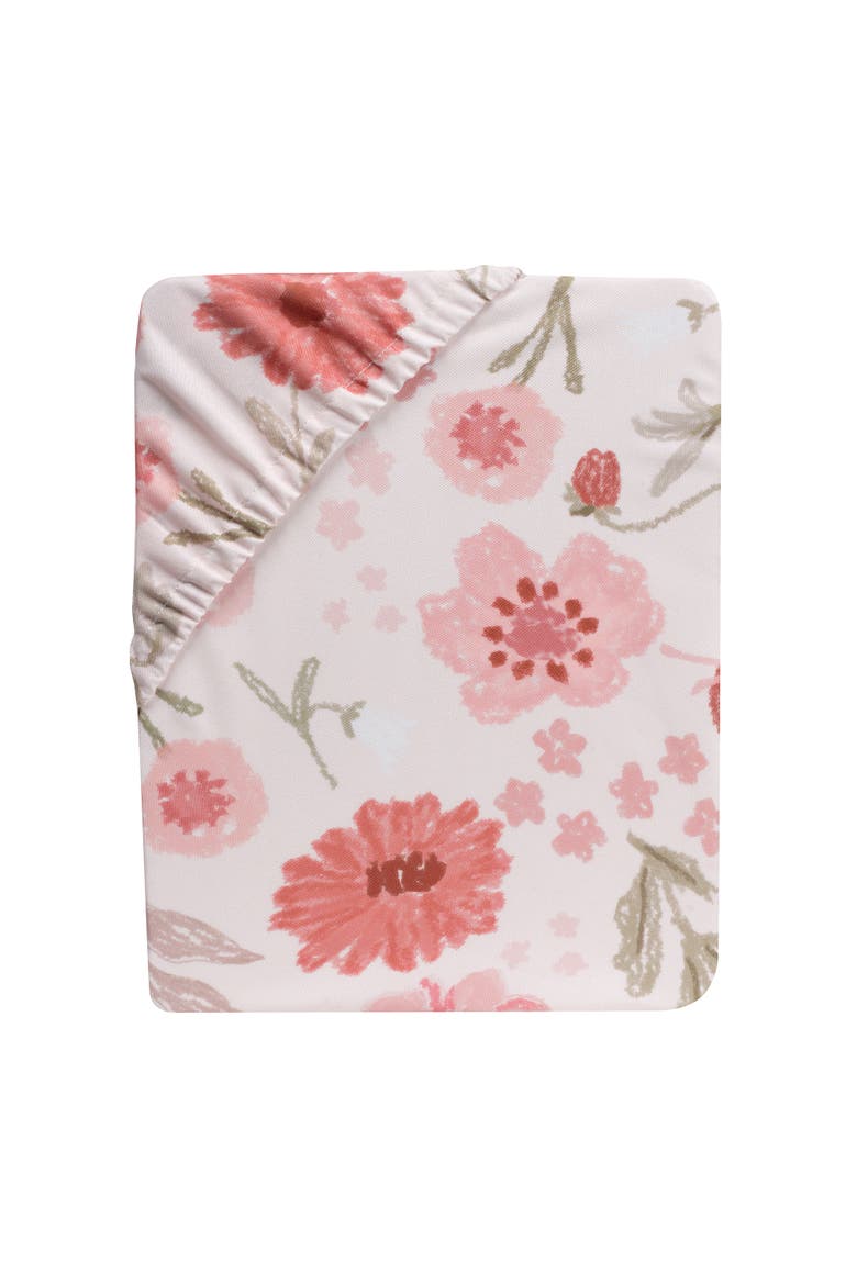 Flower Power Floral/Strawberry Baby Fitted Crib/Toddler Sheet, Alternate, color, Pink
