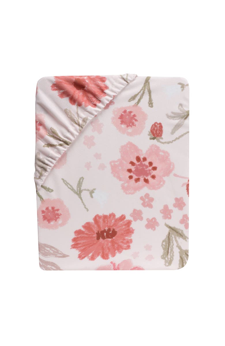 Bedtime Originals Flower Power Floral/Strawberry Baby Fitted Crib/Toddler Sheet, Alternate, color, Pink
