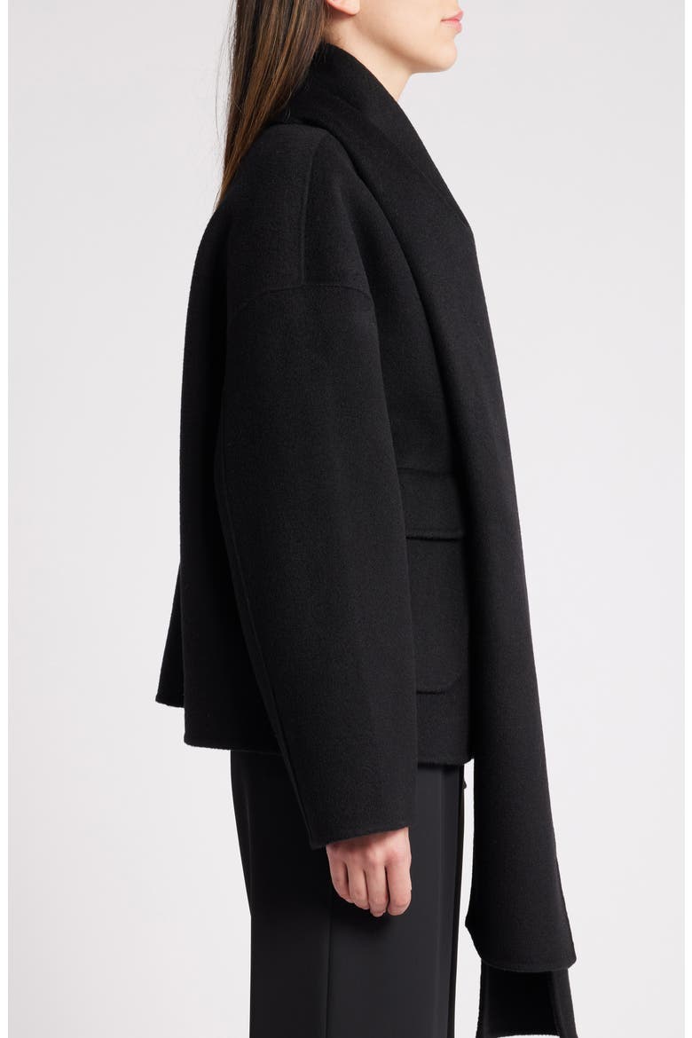 Jardin Wool Blend Jacket with Scarf, Alternate, color, BLACK