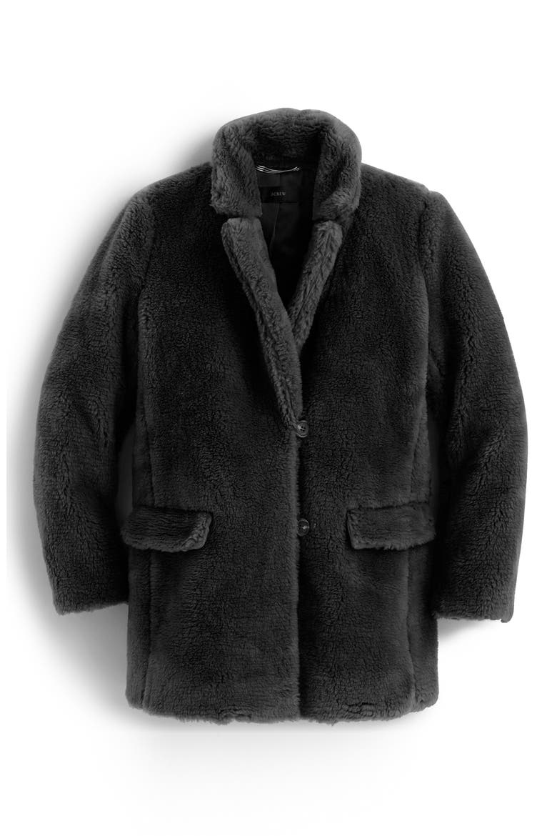 Yuna Teddy Faux Fur Jacket, Main, color, BLACK
